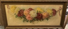 Antique Paul de Longpre Framed ORIGINAL 1895 PRINT Bouquet of Chrysanthemums picture