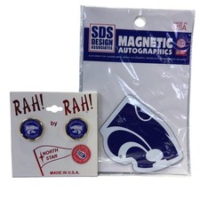 Vintage Kansas State Wildcats K-State Earrings and Magnet Set 1177A8 picture
