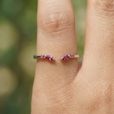 1.20 Ct Marquise Cut Simulated Sapphire Wedding Bypass Ring 14k White Gold Over picture