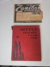 VINTAGE SCOTT MODERN POSTAGE STAMP ALBUM 1944 W/400+  Stamps picture