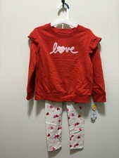 Cat & Jack Valentines Outfit NWT Girls 5t Red Top With Leggings picture
