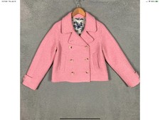 Sundance Gemma Pea Coat Womens PS Pink Boucle Wool Blend Double-Breasted $199 picture