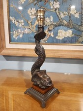 Vintage Asian Koi Dragon Candle Stick Holder Cast Heavy picture