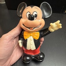 Vintage Walt Disney Mickey Mouse Plastic Coin Bank Made in Korea 6” Tall World  picture