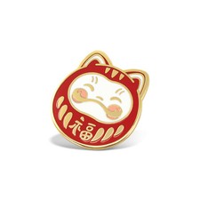 Winks For Days Darumeow Lucky Daruma Cat Hard Enamel Lapel Pin picture