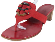 HERMES Red Nubuck Tortoise Shell Chaîne d'Ancre Thong Heels Sandals 39 picture