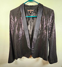 Kate Moss for Topshop Women’s Cropped Metallic Blazer Shawl Lapel Lined 8 picture