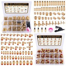 136 PCS Brass DOT Air Line Fittings Kit Push Lock 136PCS, Gold picture