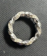 Vintage ODI 10K White Gold Diamond Twisted Eternity Floating Slide Pendant picture