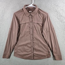 REI Co-op Sahara Women Brown Long Sleeve Hiking Button Down Shirt Small picture