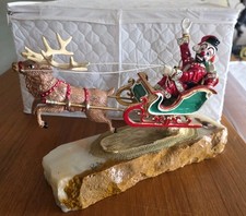 Ron Lee Clown Sculpture of Santa in Sleigh Large Heavy Piece,  Rare.. picture