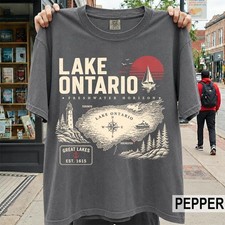 Lake Ontario Shirt Great Lakes Resist Vintage Canada Lake Graphic Travel Tee picture