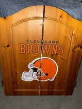 Cleveland Browns NFL Vintage Imperial Bristle Dartboard Set in Wood Cabinet picture