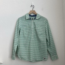 Talbots Apple Print Shirt Women’s  Size 10 Green Popover Blouse Long Sleeve picture