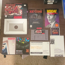 Vintage AUTHENTIC Secret of Evermore SNES CIB,Posters, Box, Reg Card Tested RARE picture