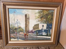 Oil Painting depicting The Carillon Tower in Victoria BC - Signed Unknown Artist picture
