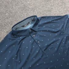 UNRL Polo Shirt Mens L Blue Geometric Print Performance Golf Stretch Preppy picture