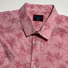 UNTUCKit Moldavia Slim Fit Pink Palm Tree Mens L Short Sleeve Button Down Shirt picture