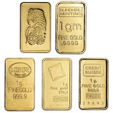 1 gram Gold Bar - Random Brand - Secondary Market - 999.9 Fine picture
