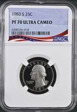 1983-S Washington Proof Quarter, Graded PF70UC by NGC * OSR Patriotic Label picture