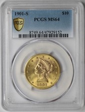 1901-S Liberty Head Eagle Gold $10 MS 64 PCGS Secure Shield picture