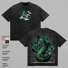PKM Rayquaza Vintage Anime Graphic Tee Heavy Cotton Unisex Shirt picture