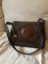 Brighton Ferrara Rhya Medallion Brown Leather Shoulder Bag Braided NWT $405 picture