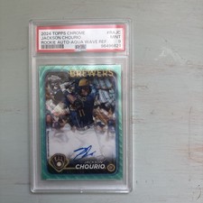 2024 Topps Chrome - Rookie Autographs Jackson Chourio Aqua Wave Refractor /199 picture