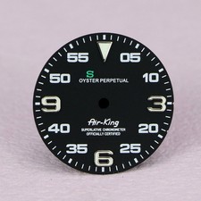 28.5mm Watch Dial Matt Black for Air-king Arabic NH35 Movenment Blue Luminous picture