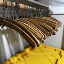 VTG USA Wood Clothing Hangers Ads Dry Cleaner Laundry 1940s-60s One Per Purchase picture