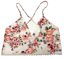 Zara  X-Small (XS) Open Back Strappy Halter  Crop Tank Top -Pink/White Floral picture