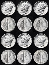 1940 1941 1942 1943 1944 1945 Mercury Silver Dime Nice AU 6 Coin Lot FREE S/H picture