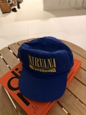 Vintage Nirvana Nevermind Blue Snapback Hat Cap Yellow Embroidered Rope Grunge picture