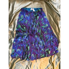 Coldwater Creek Reversible Abstract Watercolor & Micro Print Midi Skirt Sz S picture