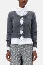 Ganni Light Tie String Cardigan Grey Size Medium Mohair Sweater picture
