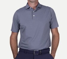KJUS Preston Polo Shirt Mens 50 Medium Steel Blue Stretch UPF 50+ NWT picture