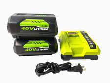 LOT of 2 40V 7.5Ah Battery for Ryobi 40 Volt Lithium OP4050 OP40602 w/Charger picture