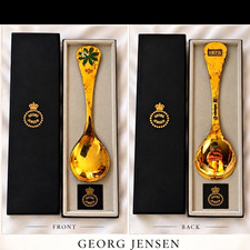 Georg Jensen Annual Spoon 1975 Sterling Silver Gold Plated Denmark picture