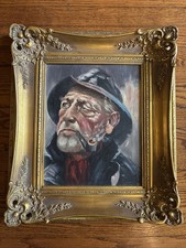 French Oil Painting After Henry Haerendel Captain Sailor Smoking Pipe Portrait picture