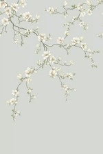 Anthropologie Ash Miyabi Bloom Unpasted 3 Panel Floral Light Blue Mural NWOT picture
