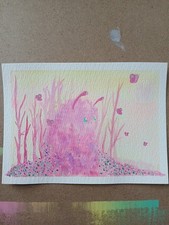 Original 4x6 Watercolor Ink Painting Whimsical Fantasy Art Blackbowstudio picture
