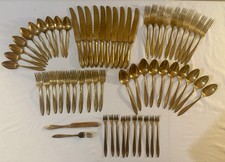 DIRIGOLD Vintage REGAL Gold-Tone Flatware 62 Pc RARE Complete Service Set For 10 picture