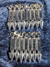 (15) Vintage Crystal Prisms, Scalloped, Matching/Complete,Pointy Tips-More Avail picture