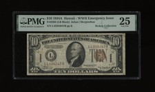 DBR 1934-A $10 FRN Hawaii LB Block Fr. 2303 PMG 25 Serial L43584047B picture