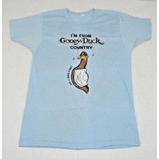 Vintage T-Shirt 70s Im From Gooey Duck Country Single Stitch Mens M Made USA '75 picture