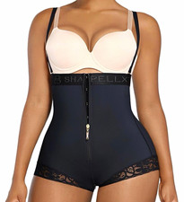 Shapellx High Waisted Shapewear Shorts 2XL Black Firm Tummy Control Zipper picture