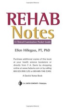 REHAB NOTES: A CLINICAL EXAMINATION POCKET GUIDE (DAVIS By Hillegass Phd Pt VG picture