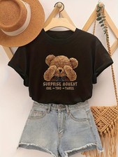 Surprise Moment Teddy Bear T-Shirt | Cute Peek-a-Boo Graphic Tee picture