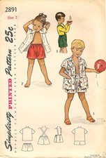 Vintage Simplicity # 2891 Sewing Pattern: Child's Shorts And Beach Coat Size: 2 picture