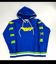Off-White Men's 2XL Racing Logo Pullover Hoodie Blue 100% Authentic NWT   picture